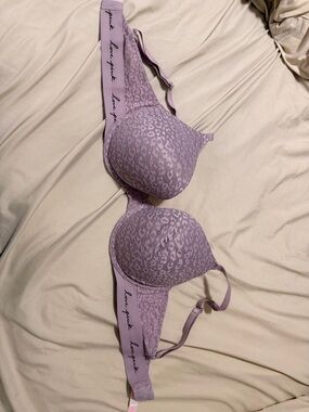 Victoria's Secret Lavender Leopard Lace Push-Up Bra
